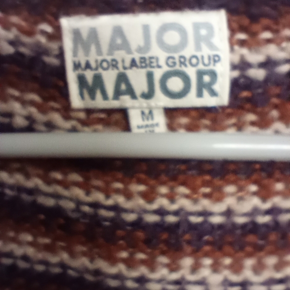 Major Label Group Medium Knit Sweater Striped Cropped Bishop Sleeve Boho Fall - Picture 9 of 9